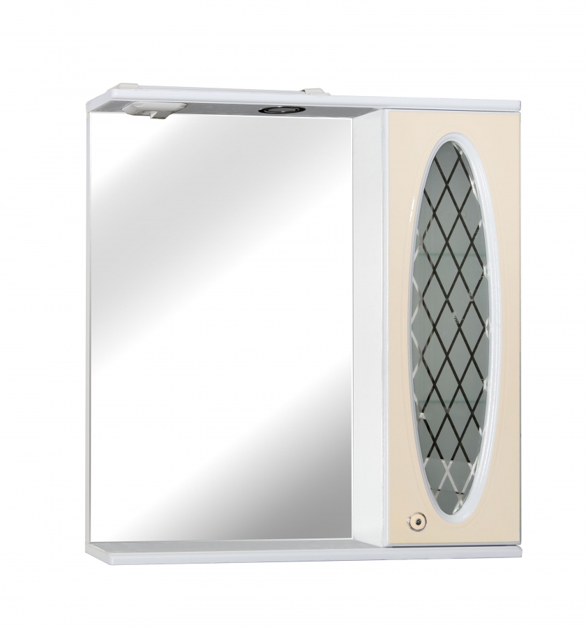 Шкаф зеркальный Селена 650 (свет) крем глянец 13557
