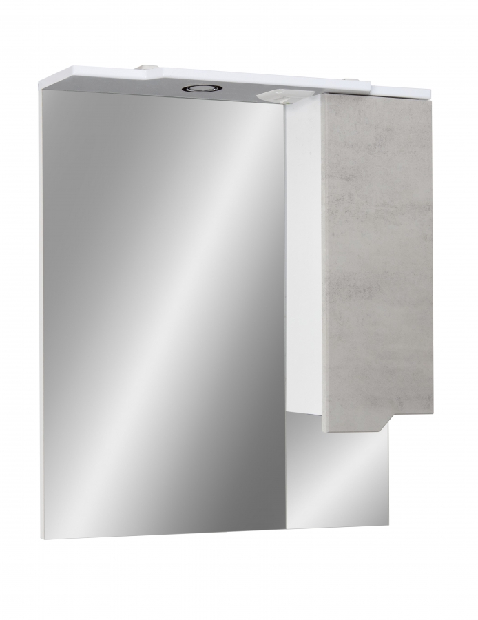 Шкаф зеркальный Парма 600 фасад св. бетон без фрезеровки - мыло ЭКО 14863